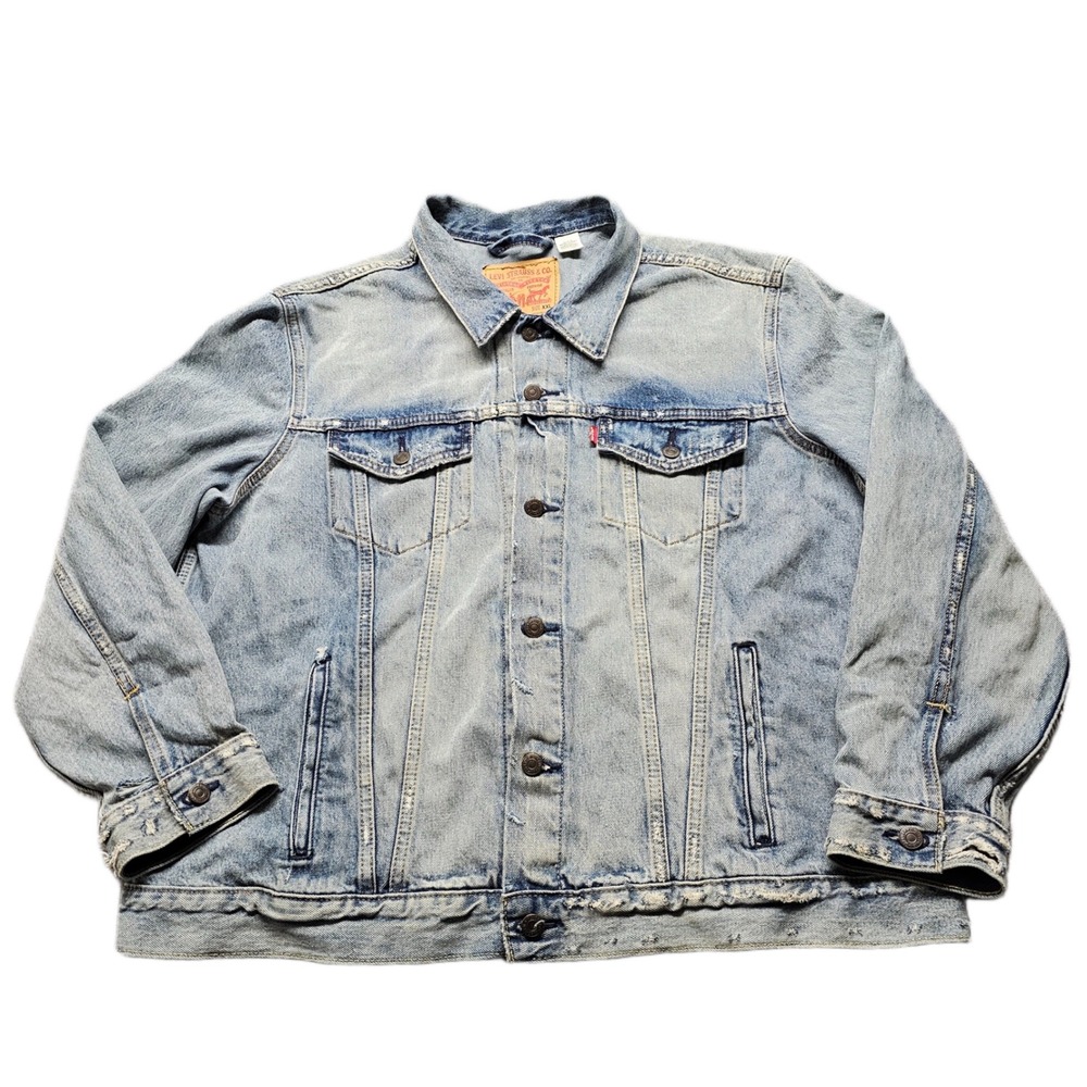 Levi's Trucker Jacket Mens Size 2XL Blue Denim Long Sleeve Collared Button Front